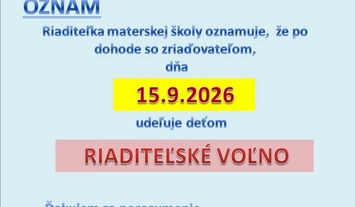 Fotka -  Riaditeľské voľno